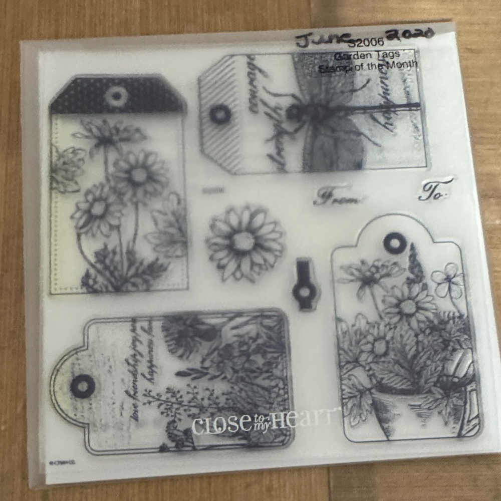 Close To My Heart Floral Tag Clear Stamp Set - Black & White